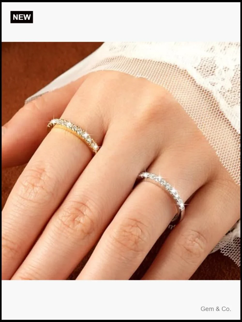 14K Gold Plated Simulated Diamond Moissanite Eternity Ring - Half Eternity